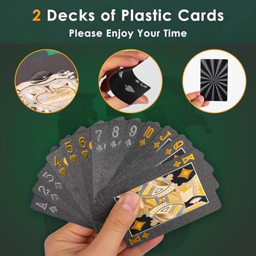 ORIENGEAR Poker Chip Set with Denominations, 500 PCS 14 Gram Clay Composite Casino Chips with ABS Case & 2 Decks of Plastic Cards, for Texas Holdem Blackjack Gambling Games
