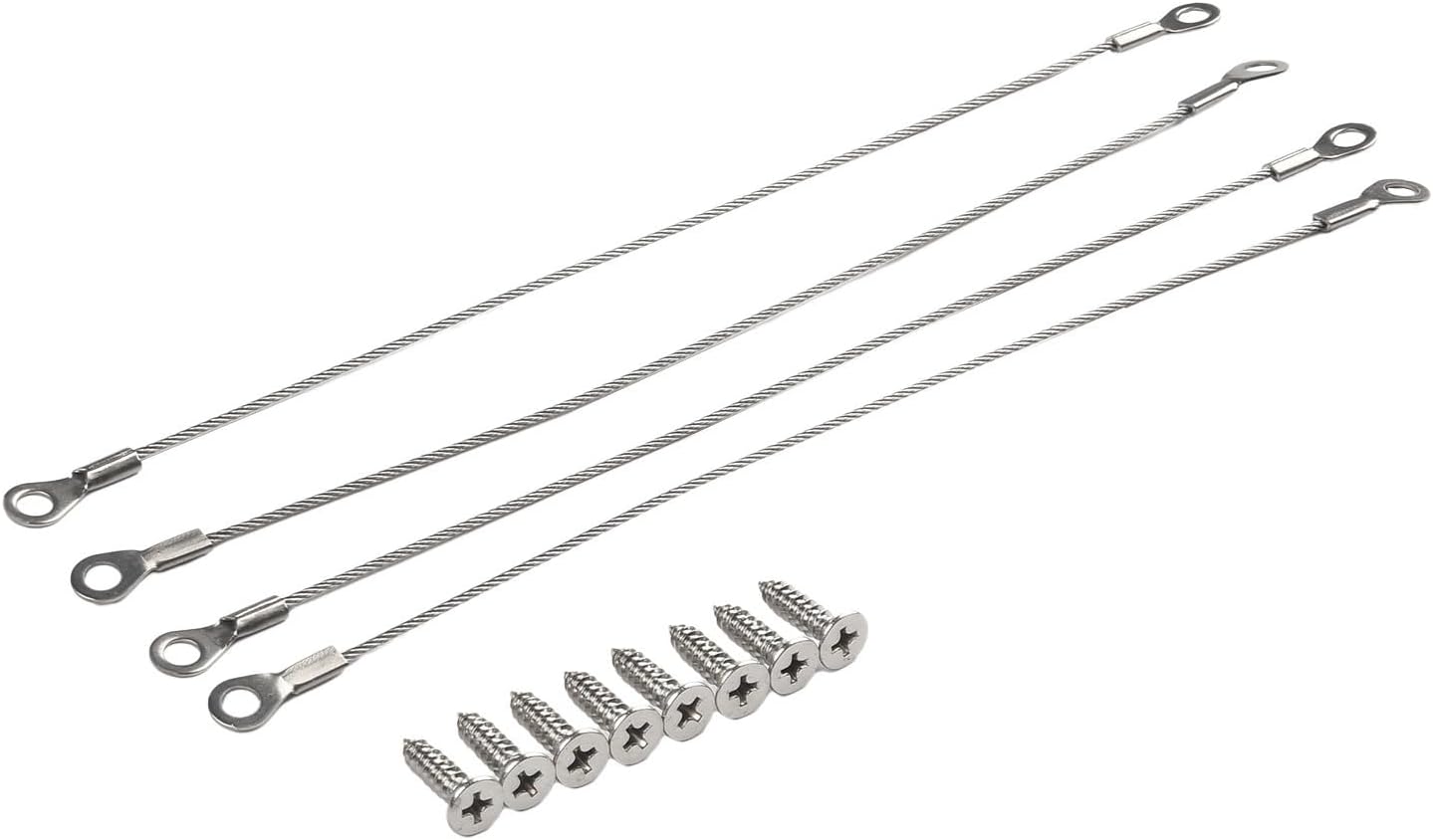 Stainless Steel Cabinet Hinge Limiter, Adjustable Door Opening Restrictor with Nylon Coated Cable for Cabinets, Cabinet Door Rope Stop, 4 Pack