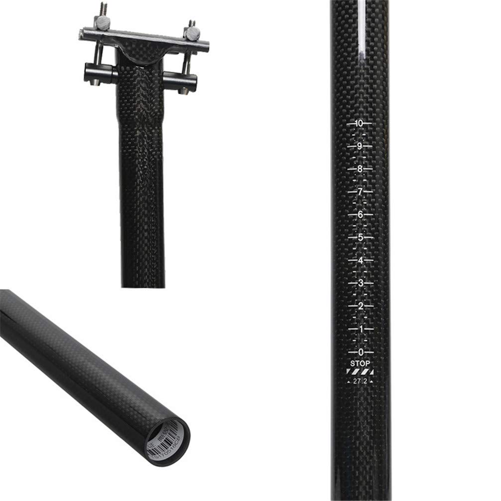 OYHN Vélo Tige de Selle en Carbone VTT Cyclisme MTB 27.2/30.8/31.6mm Vélo de Route 15.74inch 400mm avec Pince de Réglage Micro,Bright,27.2