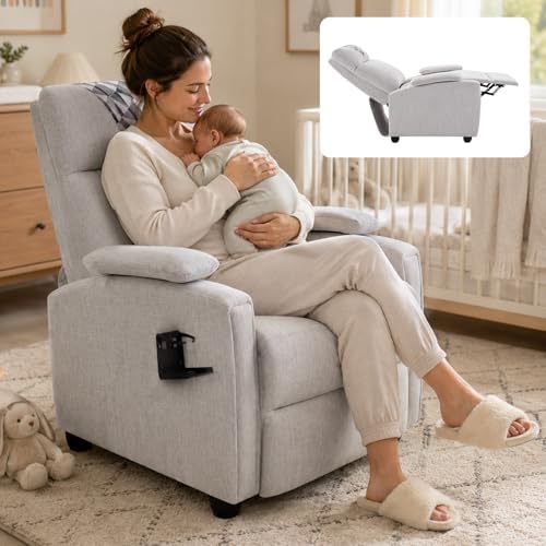 Modern Small Recliners for Adults, Gray Recliner Chair