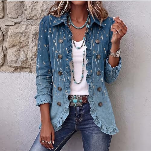 3/4 Sleeve Cardigan for Women Ruffle Open Front Warm Track Shirts - image 3
