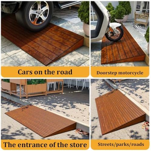 Portable Wooden Wheelchair Ramp - Solid Non-Slip Threshold Ramp for Doorways & Garage - 3.2”/3.9” Rise, Ideal for Mobility & Accessibility Needs