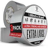 3 Pack Duct Tape 2-Inches x 105 Feet - Easy Tear Silver Tapes for Commercial Use, Heavy-Duty Repair,