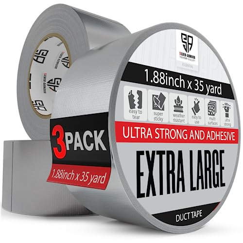 3 Pack Duct Tape 2-Inches X 105 Feet - Easy Tear Silver Tapes For Commercial Use, Heavy-Duty Repair, Packing, In & Outdoor Repair - Cold And Winter Duct Tape #TOP17