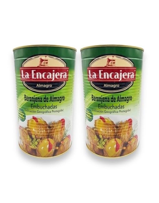 Berenjena Embuchada de Almagro – Elaboración artesanal con aliño tradicional y relleno de pimiento, sujeta con tallo de hinojo. Aperitivo gourmet manchego único (Pack 2 Latas).