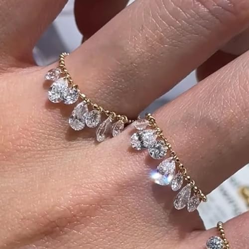 Cubic Zirconia Rings Boho Gold Statement Adjustable Wedding Jewelry Rings Engagement Ring for Women Anniversary Birthday Gifts2