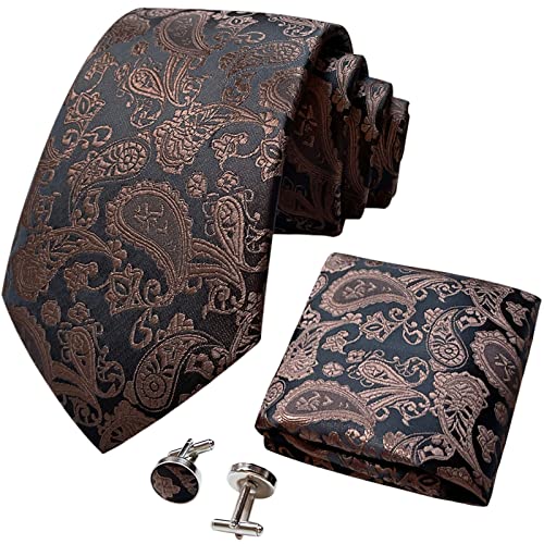 CANGRON LSPXZO Ensemble cravate classique Motif cachemire Marron Cover