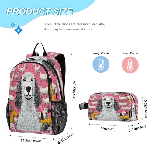 Sac d'école léger durable pour soulager le dos avec son sac repas rose - 2