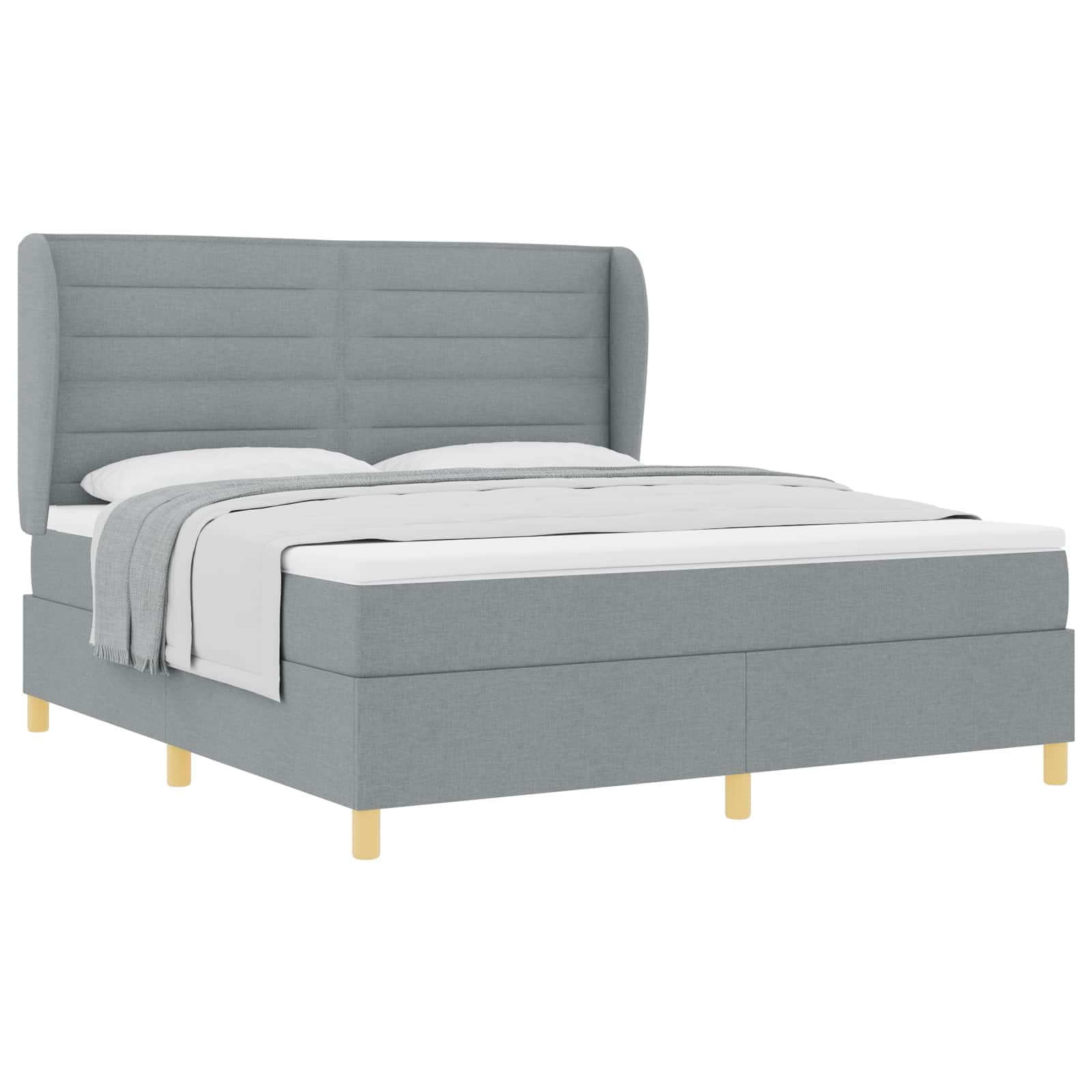 Lit à Ressorts avec Matelas Gris Clair 200 x 180 cm Tissu,Meubles,Lits & Accessoires,Lits & Cadres de lit,86.99 kg-3340704