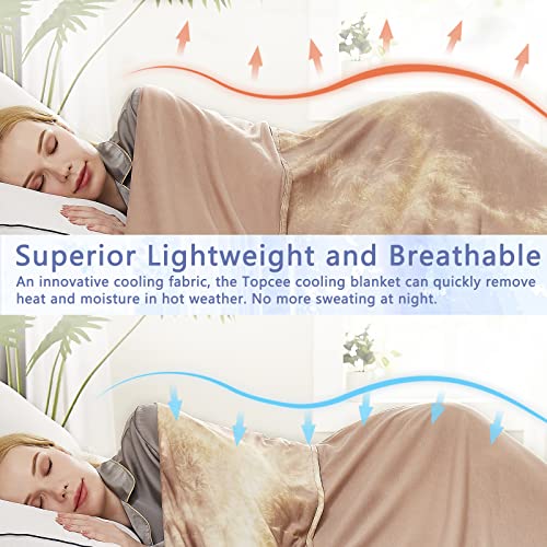 Topcee Cooling Blankets for Hot Sleepers,Arc-Chill Q-Max >0.5 Cool Fiber,100% Oeko-Tex Certified,Full Size Lightweight Summer Cool Blanket for Travel/Outdoor Ultra Cold Breathable,80''x88''