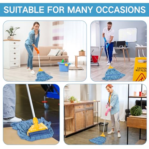 Image of Lallisa 4 Pcs Commercial Mop Head Replacement Tube Microfiber Industrial Looped End Mop Heads Refill for Floor Cleaning for Home Commercial Industrial Use(Medium,Blue)