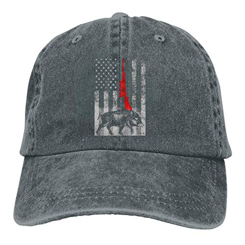 KLING Gorras de béisbol de Tela de Mezclilla Ajustable Unisex Gorra de jabalí con Bandera Americana