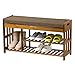 ZHEN GUO SHELF Wielofunkcyjna szafka na buty, z półką i poduszką, bambusowa półka na buty, 90 x 50 x 30 cm