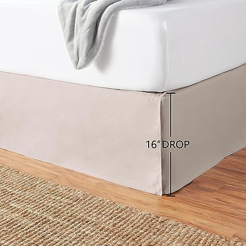 Image of Amazon Basics Lightweight Pleated Bed Skirt, Wrinkle and Fade Resistant, Machine Washable, Queen, Taupe (Pack of 8)