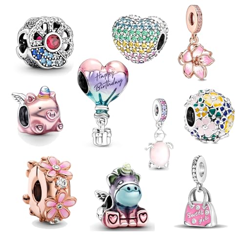 ROPLYNT 10 Pack Silver Spacer Beads Charms fit Bracelet DIY