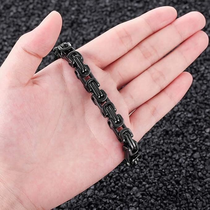 Grandson Bracelet Gift from Grandma and Grandpa, Black Link Bracelet For Grandson From Grandparents, Graduation Christmas Birthday Gifts With Message Card - Image 3