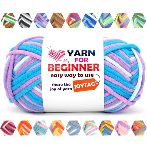 50g Rainbow Beginner Crochet Yarn for Crocheting and Knitting Multicolor Cotton Crochet Yarn for Beginners Easy Yarn for Beginners(Blue Pink Purple)