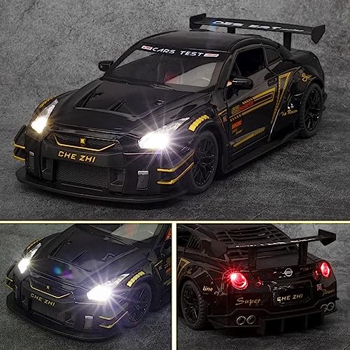 Image of 1 /24 Scale Compatible for Nissan GTR Model Car Toy, Zinc Alloy Pull Back Toy car with Sound and Light for Kids Boy Girl Gift (RED)