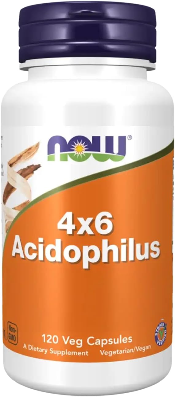 NOW Foods: 4x6 Acidophilus Healthy Intestinal Flora, 120 Caps