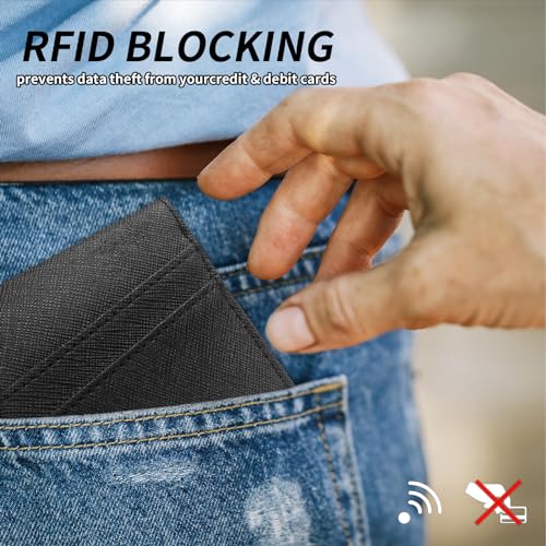 Slim Wallet for Men Bifold Black Wallet for Front Pocket Wallet RFID Wallet for Men With 2 ID Windows Father's Day Gift Gifts for Men3