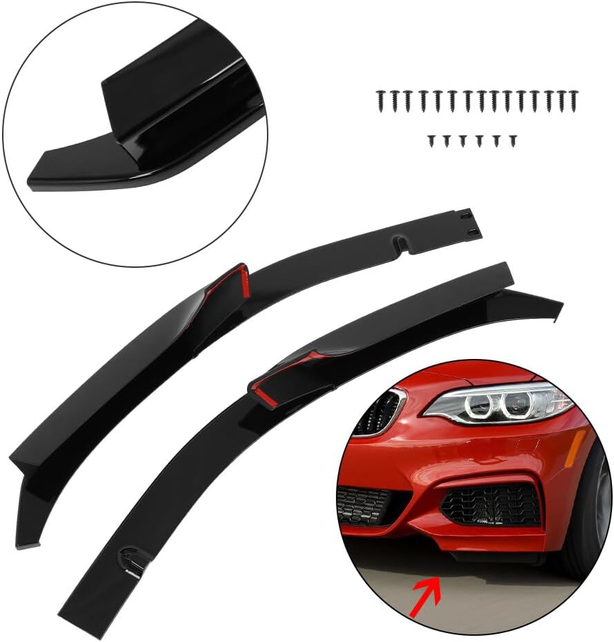 SCITOO Plastic Front Lip Spoiler fits for 2014-2021 for BMW for F22 2 Series M Sport Bumper Glossy Black Front Bumper Lip