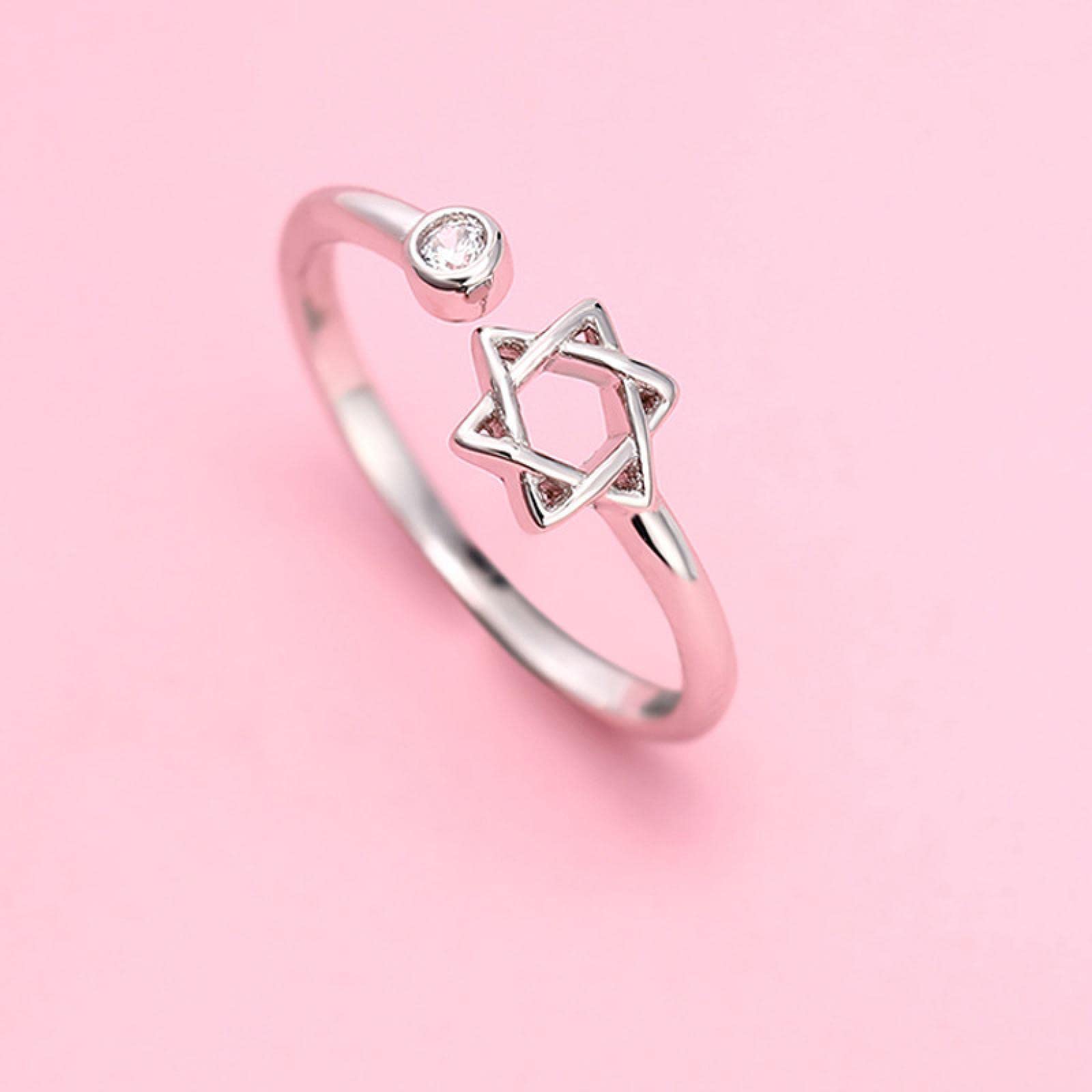 Anillos de Estrella Ajustables de Plata de Ley, Anillos de Boda for Amantes for Mujer