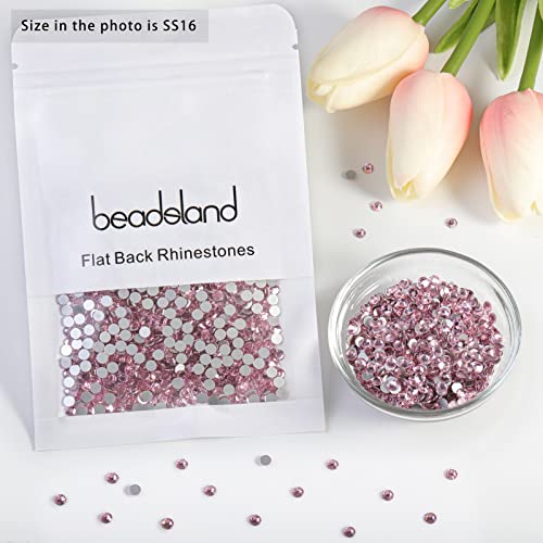Image of Beadsland Flat Back Crystal Rhinestones, Light Pink, SS16, 2880pcs | Flatback Glass Gems, 3.8-4.0mm, for Nail Art Craft, Glue Fix,Light Rose