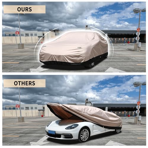 Image of Coverado Car Cover Waterproof All Weather, Outdoor Car Covers with Locking Cable, Full Cover for Coupe Sport Car, Rain Snow UV Protection, Full Exterior Covers Universal Fit Sport Car (167 inch-172 inch)