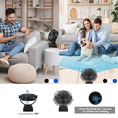 Neteast Desk Fan Oscillating Fan, 10000Mah Rechargeable Battery Powered Rotating Table Fan With Stepless Speed, Quiet Office Fan 120°Oscillation, Suitable For Bedroom, Office, Indoor, Bedside, Black #TOP1