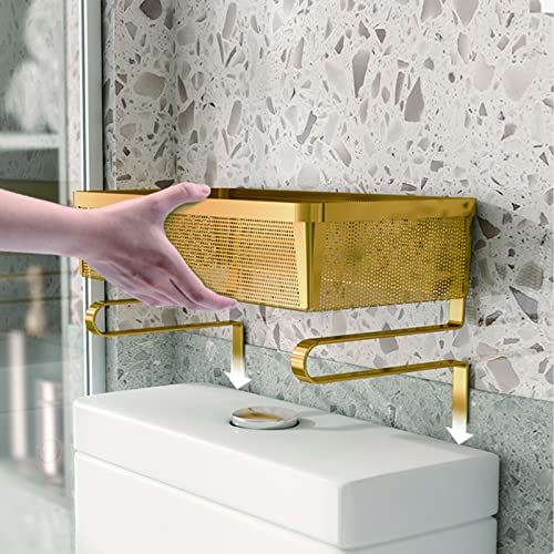 Étagère de rangement au-dessus des toilettes support doré élégant