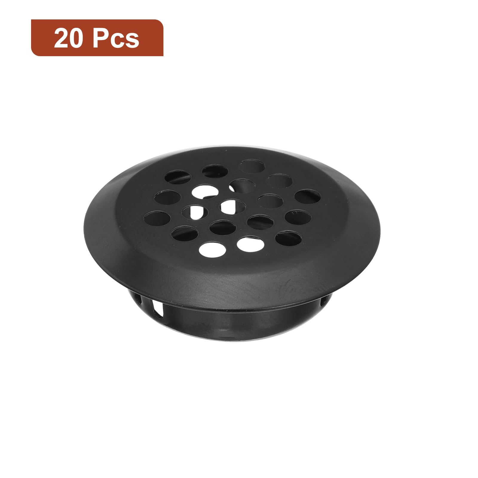 uxcell 25mm(1") Circular Soffit Vent, 20pcs Stainless Steel Round Air Vents Mesh Hole Louver for Kitchen Bathroom Cabinet Black - Image 3