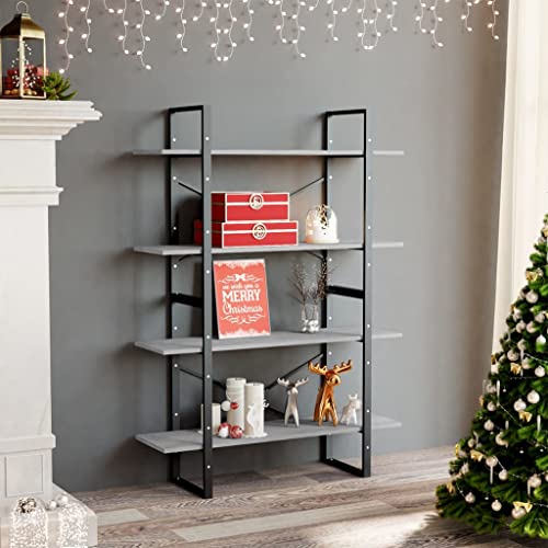 Genérico Estantería 4 Niveles contrachapada Gris hormigón 100x30x140 cm,Librerías y estanterías-806481