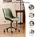 YOUNIKE Home Office Desk Chair with Wheels Armless Vanity Chair with Back Comfy Modern Leather Upholstered Rolling Task Chair Swivel Small Cute No Arms Wide Adjustable Ergonomic All Green