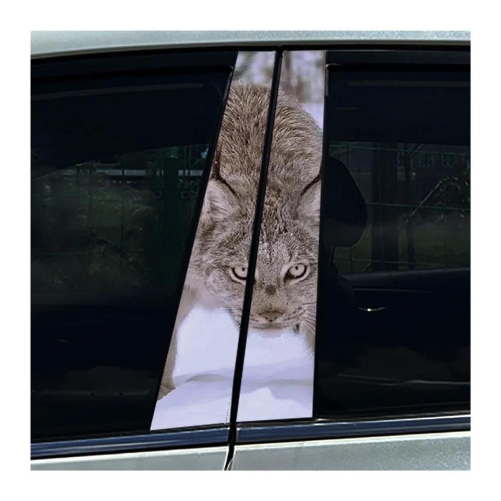 Body Parts 2pcs Auto B-Pillar Stickers Lynx Cat Car Center Column Decoration Cover Scratches Waterproof Decals(Type A)