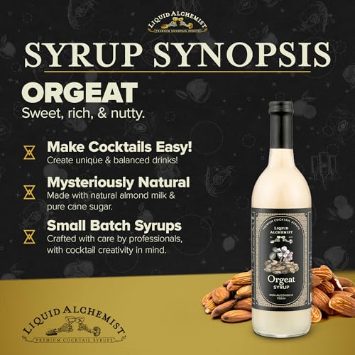 Image of Liquid Alchemist Orgeat Syrup for Cocktails - Real Ingredients Make Our Almond Syrup the Perfect Mai Tai Mix - Non-GMO, Gluten Free & Vegan (25.4 oz)
