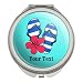 Personalized Custom 1 Line Flip Flops Beach Hibiscus Compact Travel Purse Handbag Makeup Mirror