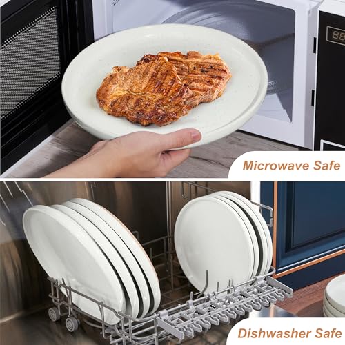 Image of LIANYU 4Pcs Dinner Plates Set, 7.75'' Small and Round Stoneware Salad Plate, Porcelain Dishes Set for Kitchen Dining Dessert, Steak, Oven, Microwave & Dishwasher Safe, Scratch Resistant, Fog Green