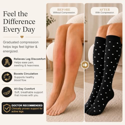 Image of Laite Hebe 4 Pairs-Compression Socks for Women&Men Circulation-Best Support for Nurses,Running,Athletic