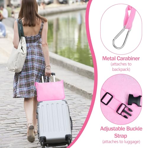 WEFHEF Couverture de Voyage 2 en 1 en Flanelle, Mini Couverture Avion 152x127cm, Couvertures Polaire Avion, Couvertures Voyage Voiture avec Oreiller, Cache-Œil et Pochette, pour Camping Bagage, Rose – Image 5