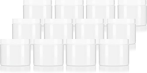 Miniatura 1 de Tarro de plástico de doble pared blanco de 4 onzas con tapa forrada hermética (paquete de 12)