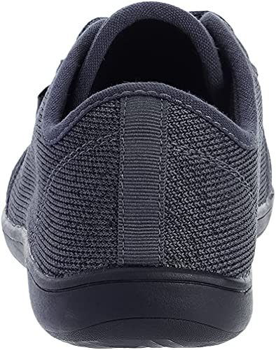 Image of WHITIN Women's Knit Barefoot Minimalist Sneakers- Lace Up Wide Fit, Grey /Black, 8.5