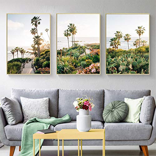 Peinture en toile paysage marin pour réchauffer un salon vide avec l'art tropical 3pcs