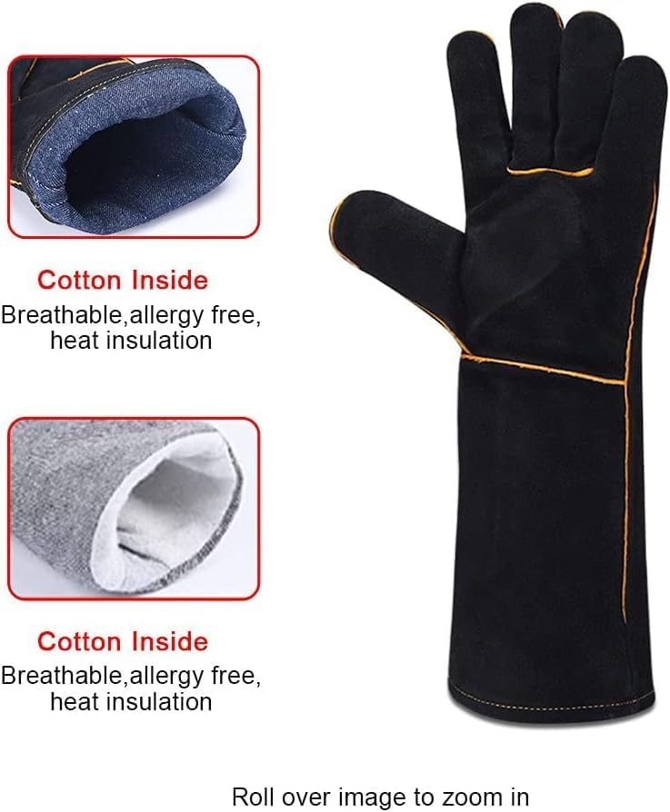 Heat Resistant Welding Gloves, 500°C Extreme Fire Proof Leather Gauntlets for Log Burner Stove & BBQ - Image 3