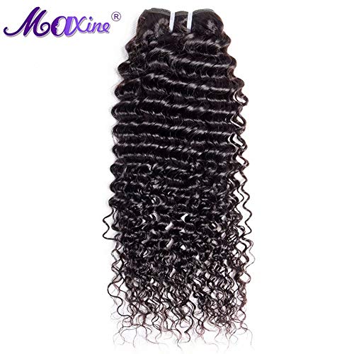 Maxine Hair 9A Grade Virgin Brazilian Curly Hair Deep Wave 1 Bundle, Unprocessed Brazilian Human Hair Weave Extensions 100+/-5g)/pc(28)