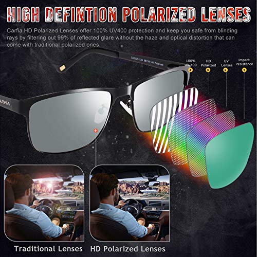 Image of CARFIA Metal Mens Sunglasses Polarized UV400 Protection for Driving Fishing Hiking Golf Everyday Use CA5225