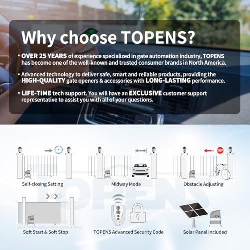Image of TOPENS DKC500S Solar Sliding Gate Opener Chain Drive