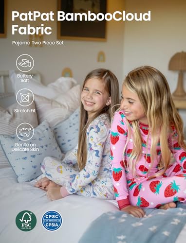 Image of PATPAT Toddler & Kids Pajama Sets with Bamboo Viscose, Snug Fit Pjs for Girls, All-Season Comfort Sleepwear, Ages 2-12 Years