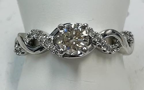 0.63 Carat Twisting Infinity Gold And Diamond Split Shank Pave Set Diamond Engagement Ring 14K Black Gold With A 0.5 Carat J-K I2 Round Brilliant Cut/Shape Center #TOP1