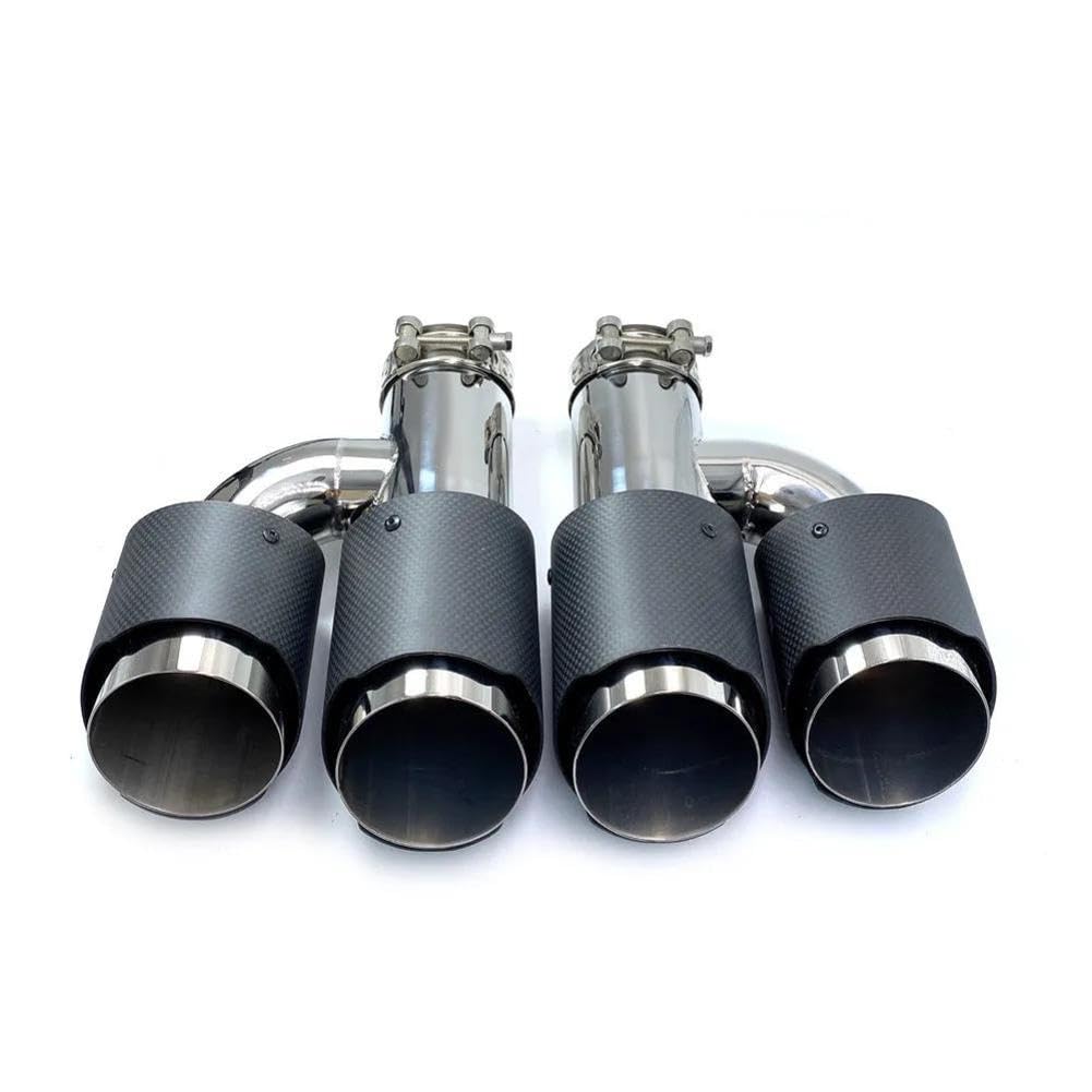 2 szt. Auto Carbon Black Matte tłumik, końcówka w kształcie litery H, podwójne wyjście, rura wydechowa, uniwersalna dysza ze stali nierdzewnej