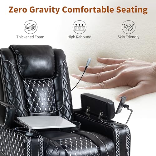 Sillón reclinable eléctrico piel color negro miniatura 7